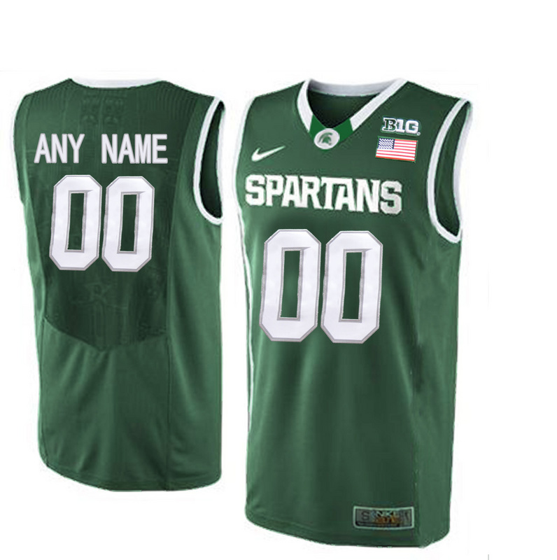 Michigan State Spartans Customized College Basketball Authentic Jersey  Green